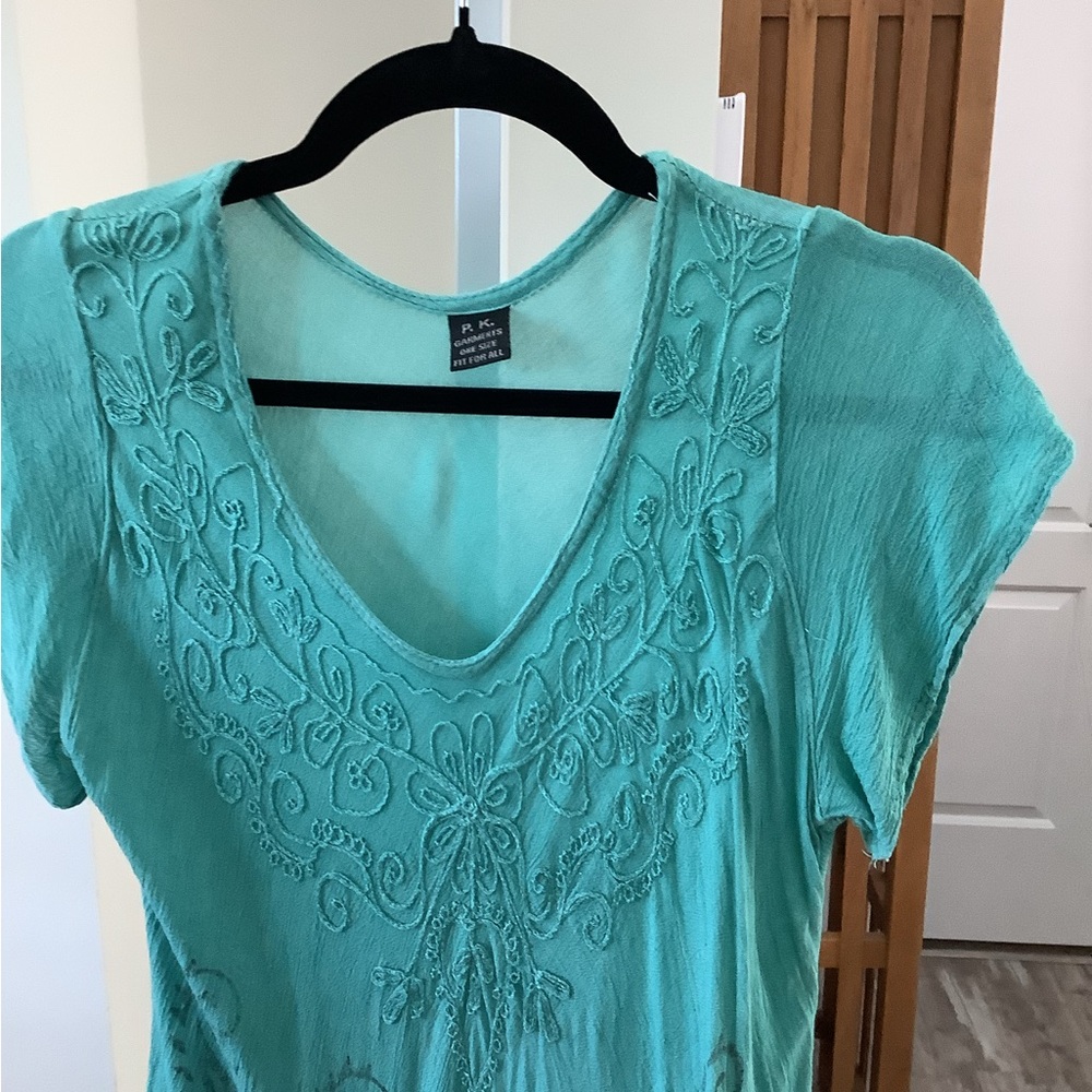 Women's Teal Embroidered Dress